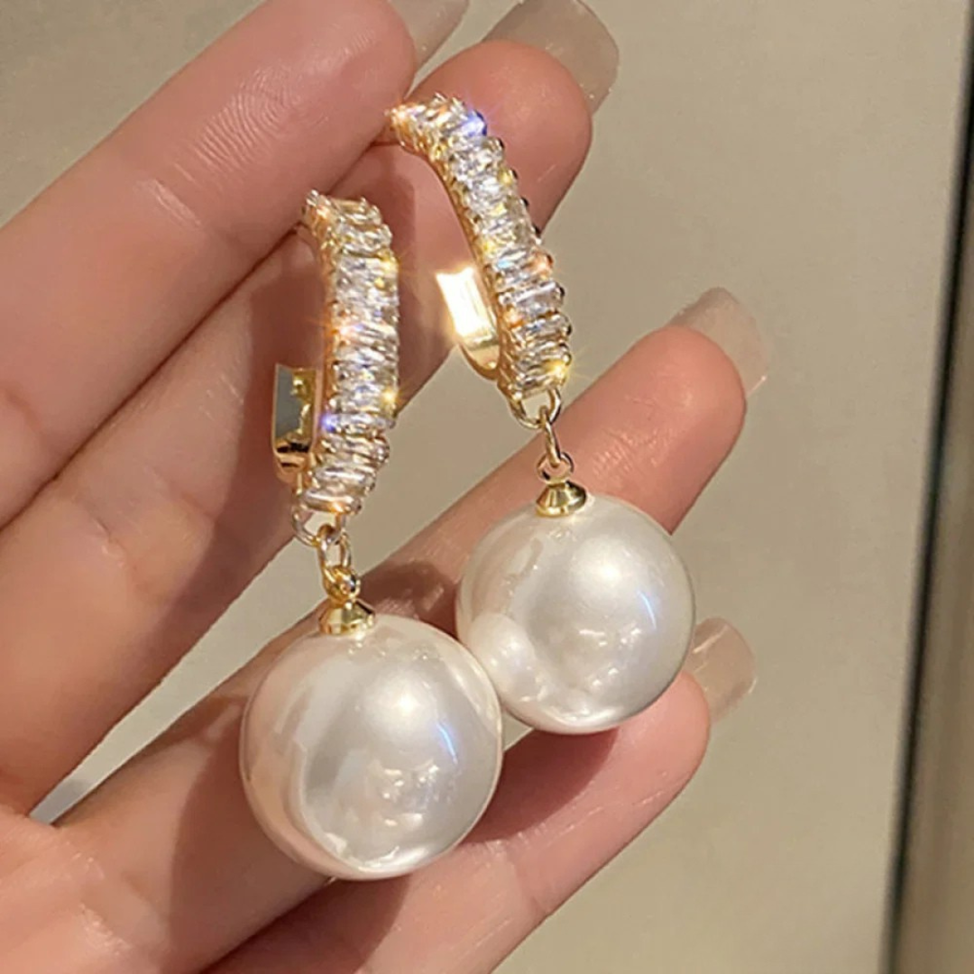 Eleganta Pärlörhängen med Zirkonia