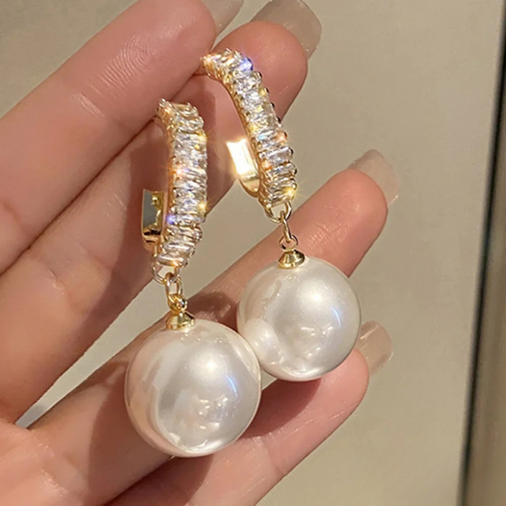Eleganta Pärlörhängen med Zirkonia