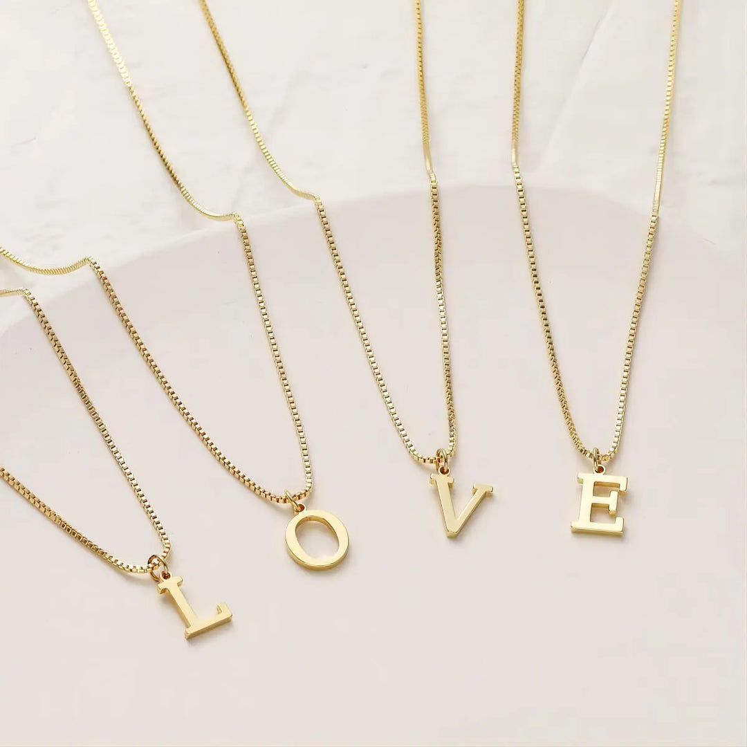 Gold Necklace with Initials in Love Letter Style