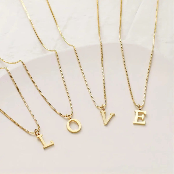 Gold Necklace with Initials in Love Letter Style