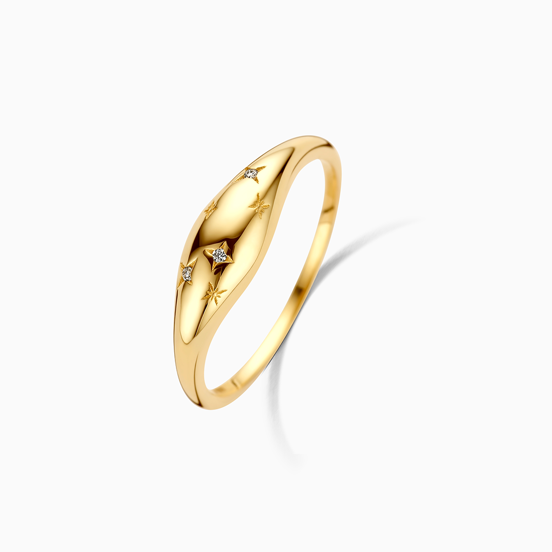 Guldpläterad Diamantformad Ring
