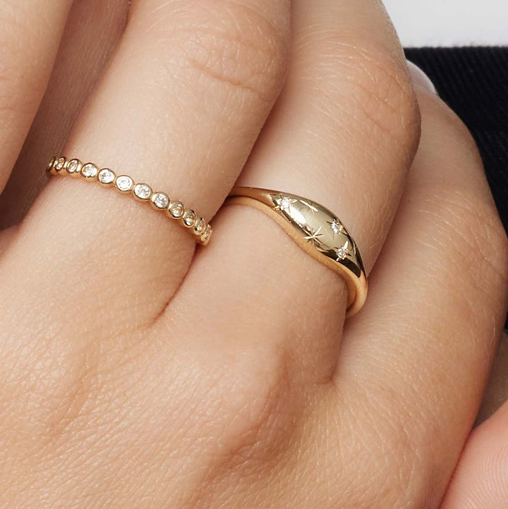 Guldpläterad Diamantformad Ring