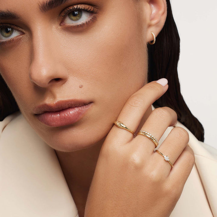 Guldpläterad Diamantformad Ring