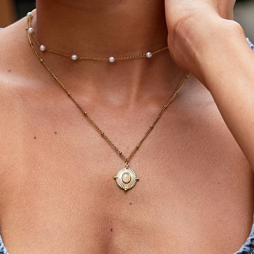 Vintage Monique Halsband med Ljus Sten