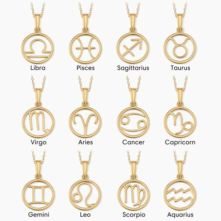 Gold Necklace with Zodiac Sign Symbol
