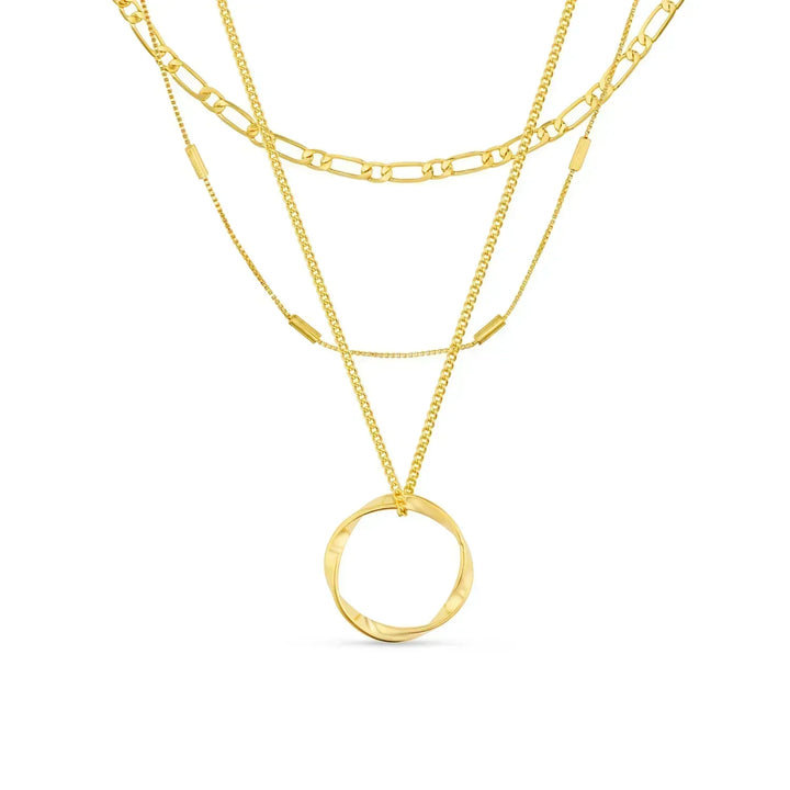 Treradigt Halsband med Öppna Ringar