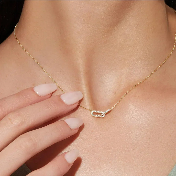 Vintagehalsband med Dubbla Hjärtan i Tvåtonad Design