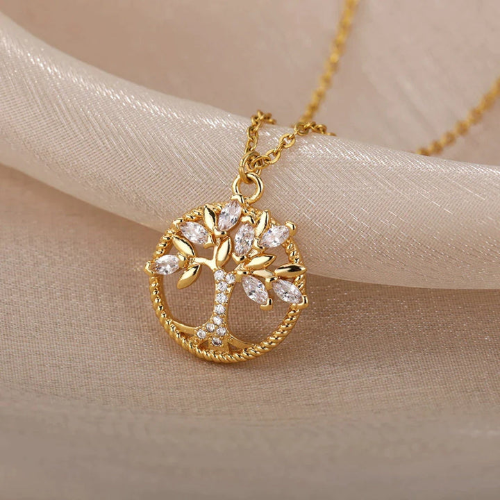 Halsband med Livets Träd och Kristalldetaljer