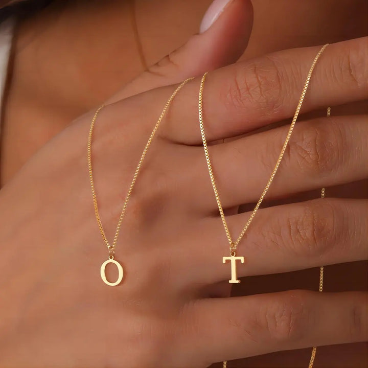 Gold Necklace with Initials in Love Letter Style