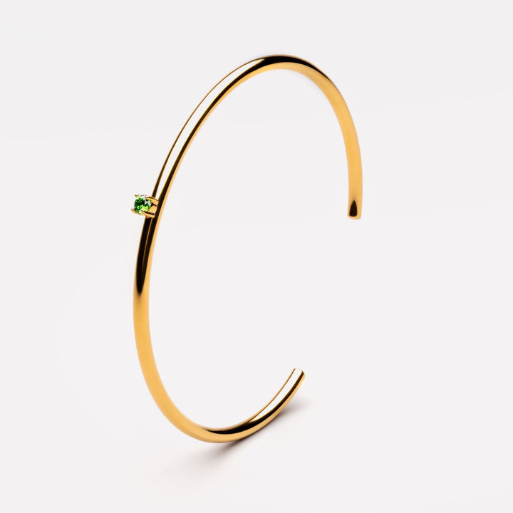 Tunn Armring med Grön Zirkon