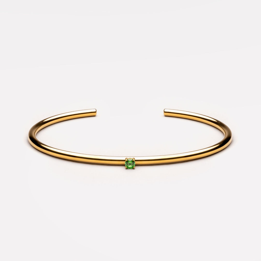 Tunn Armring med Grön Zirkon