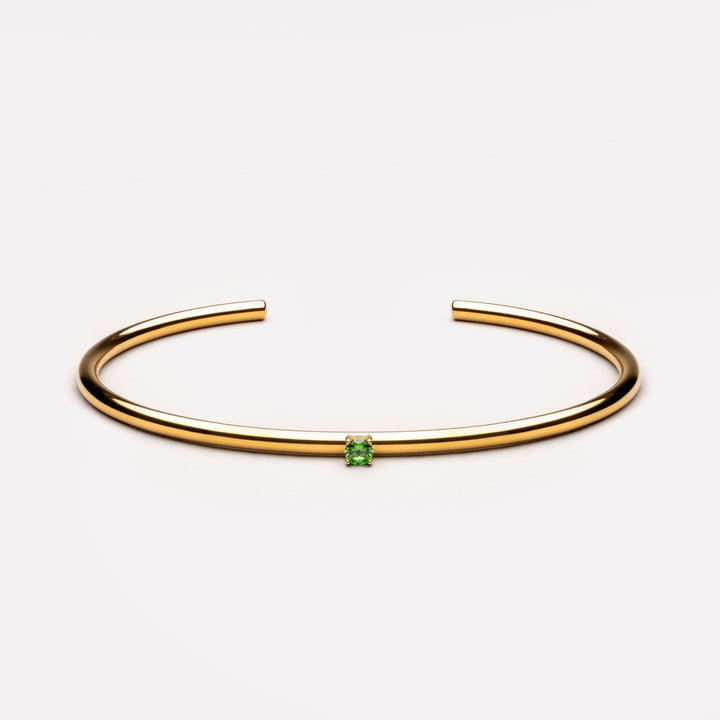 Tunn Armring med Grön Zirkon