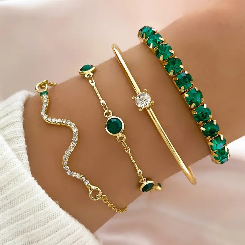 Maja Grönt Glittrande Armbandsset