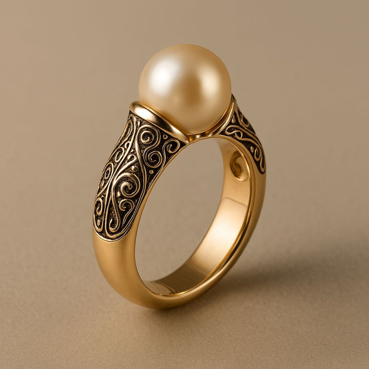 Vintageinspirerad ring med pärla