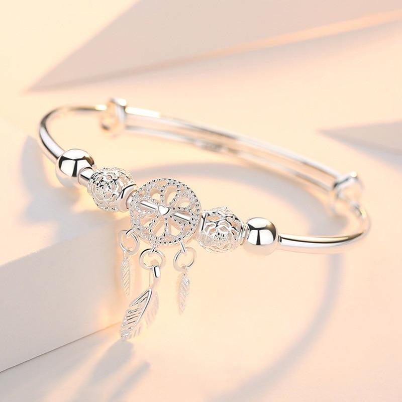 Justerbart drömfångararmband i 925 silver