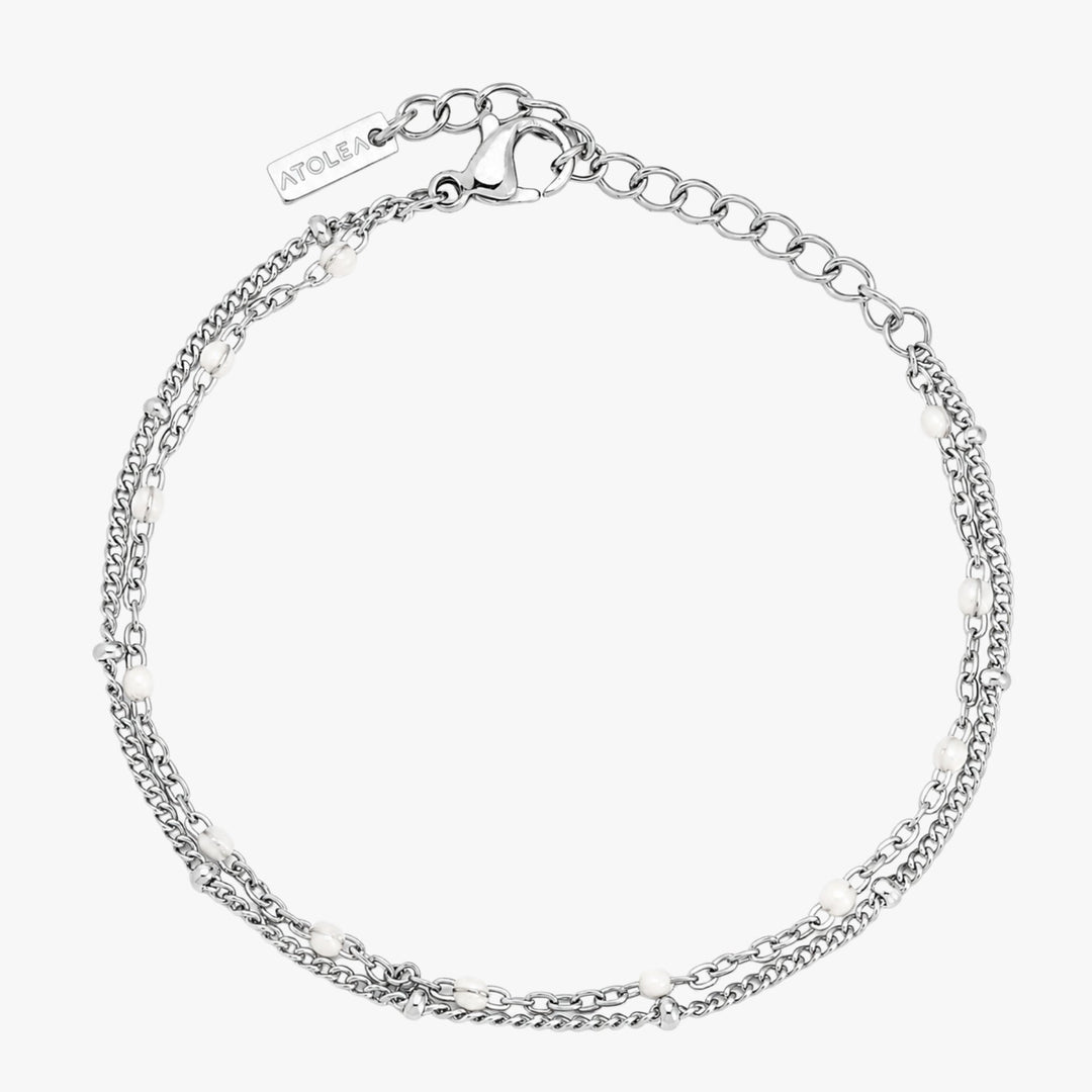 Double White Beaded Bracelet