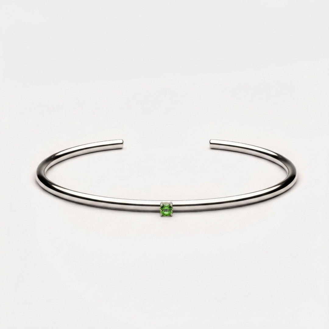 Tunn Armring med Grön Zirkon