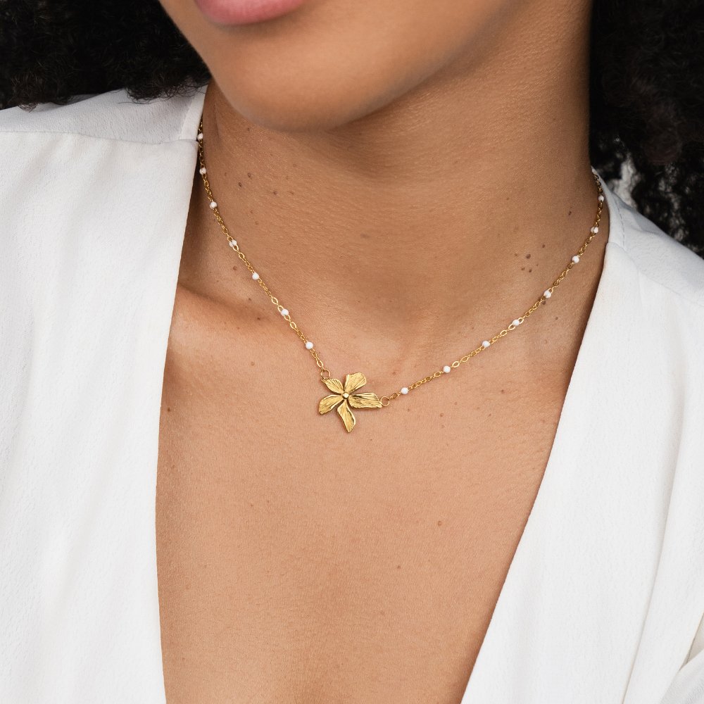 Iris Halsband med Blomhänge