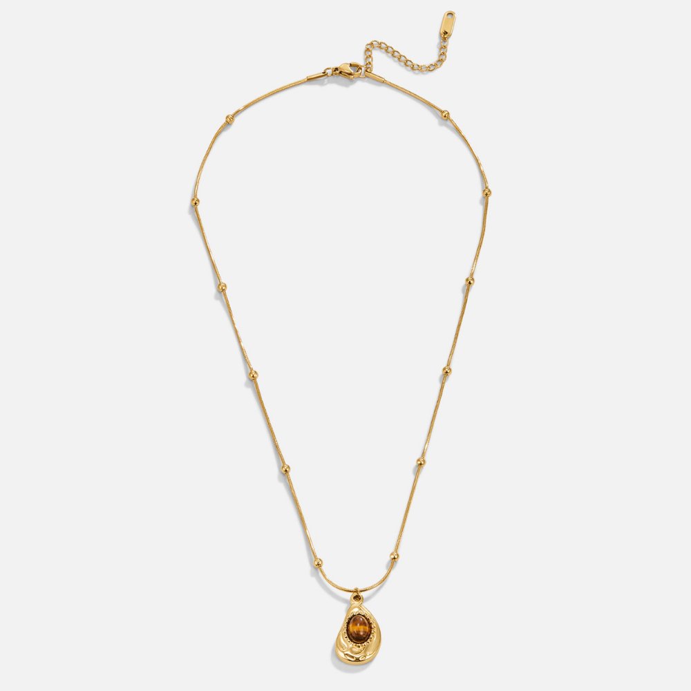 Elegant Guldhalsband med Tigeröga